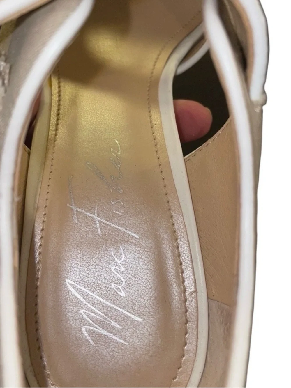 Marc Fisher Kali Canvas Sandals Women’s 7.5 Beige Cork Stiletto Heels